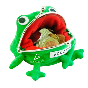 Frog Coin <b>Purse</b> <b>Green</b> Plush Portable Money Box With Storage Pocket - Product Image 1