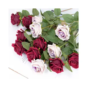 各种茎散装人造天鹅绒玫瑰法兰绒花小到大尺寸用于家居装饰和圣诞派对
