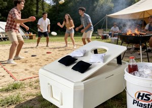 Nevera Portátil de Plástico HS de 35L con Juego de Bean Bag, Caja Refrigeradora para Mantener los Alimentos Frescos, Nevera Rígida con Juegos - Product Image 2