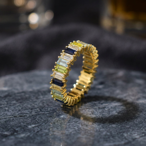 Bague S925 plaquée or 14K avec saphir bleu naturel, topaze blanche et péridot bleu ciel, personnalisable, vente au détail, OEM, ODM, tendance pour les fêtes - Product Image 3