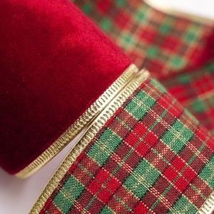 Goudkleurig polyester fluwelen lint 6,5 cm 10 yards Kerstdecoratief lint voor doe-het-zelf cadeauverpakkingen handgemaakte strik - Product Image 3