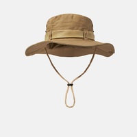 Chapeau Bob Large d'Extérieur avec Cordon, Casquette de Sport, Camping, Pêche, Voyage, Alpinisme, Protection Solaire, Visière Jungle, Toile Originale