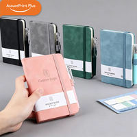 Carnet de poche en cuir PU avec couverture rigide, logo personnalisé, mini journal avec stylo intégré, cadeau promotionnel d'entreprise