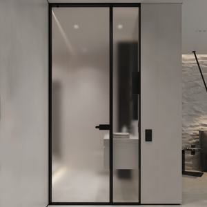 Customized Frameless Slim Narrow <b>Frame</b> Glass Door <b>Swing</b> Casement Aluminum Toilet Kitchen Bathroom Door Interior Doors <b>for</b> Sale - Product Image 1
