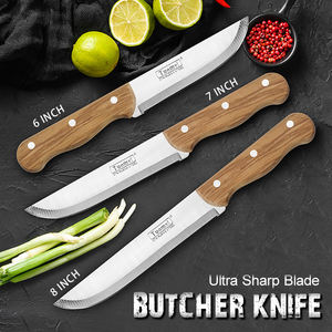 Couteau à trancher TUOMEI de 8 pouces, fait à la main, manche en bois de chêne, acier inoxydable poli miroir, léger - Product Image 2