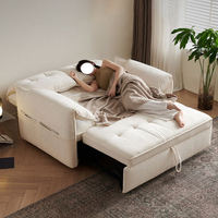 Canapé convertible en cuir PU souple avec lit escamotable |   Lit blanc crème nuage pour chambre d'hôtes
