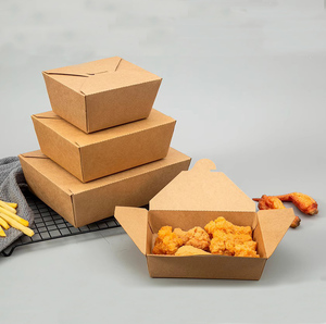 Caja de comida para llevar de papel kraft impermeable y resistente al aceite, desechable, para pollo frito, caja de almuerzo para llevar, cajas de papel para comida rápida - Product Image 2