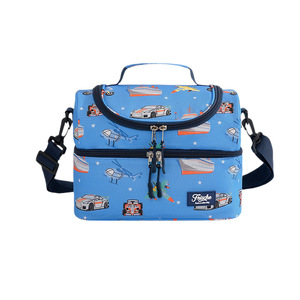 Children's Double Layer <b>Insulated</b> <b>Lunch</b> Bag Blue Cartoon Bento <b>Box</b> For School Portable Waterproof Cooler Bag - Product Image 1