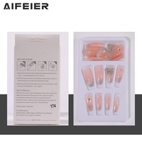Faux ongles français de luxe personnalisés en ABS de haute qualité, longs, courbes, au design élégant, à presser pour les doigts