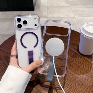 High Clear Magnet Magnetic Mobile Phone Case Cover for <b>iPhone</b> 12 13 Pro 14 15 Plus 16 17 Pro Max Cell Phone Cover with <b>Holder</b> - Product Image 2