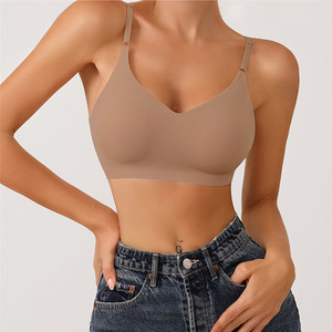 Phụ Nữ Của Liền Mạch Nylon Bralette Một Mảnh Độn <span class=keywords><strong>Ice</strong></span> Silk Thể Thao Đồ Lót Mềm Không Dây Cup Traceless Vest Thể Thao Áo Ngực Cô Gái - Product Image 2