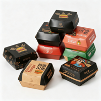 Robuste Umweltfreundliche Kraftpapier Faltbare Hamburger-Box Vierfarbig Bedrucktes Logo Heißprägung Ölfeste Einweg-Takeaway-Box