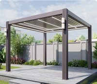 Pérgola de Gran Envergadura de Aleación de Aluminio con Techo de Láminas Motorizadas, Pabellón Impermeable con Luces LED y Pantalla Lateral Enrollable