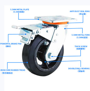 Industrielle Geräuscharme Rollen Stoßdämpfende Vollgummi-Flachrollen Schwerlast Unverpackt - Product Image 2