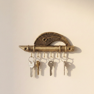 AK Brass Peacock Antique Brass Wall Hook Metal Decorative Coat & <b>Key</b> <b>Hanger</b> with 6 Hooks for Home Decor - Product Image 2