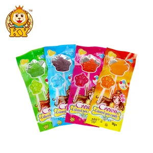 Factory new product fruit flavor crown shape lollipop with glow stick fluorescence hard candy sweets