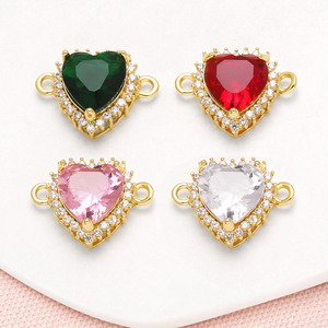 Multicolor Crystal Heart Charm for Bracelet Necklace Copper DIY Keychain Purse Charm <strong>Jewelry</strong> Making <strong>Supplies</strong> chma522 - Product Image 1