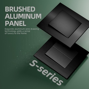 Thiết kế sang trọng hiện đại chải nhôm ánh sáng chuyển đổi bảng điều khiển duy nhất chuyển đổi nhà 1 gang Vàng grey đen châu Âu tường chuyển đổi - Product Image 3