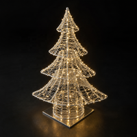 Lumière de Noël LED pour arbre de Noël, bande argentée irisée enveloppée d'un cadre en fer, motif d'arbre de Noël sur table, lampe à fil de cuivre blanc chaud, IP44
