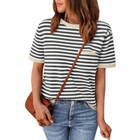 Pull rayé tendance pour femme, nouvelle collection été 2026, décontracté, élégant, simple, col rond, tricoté (personnalisable)