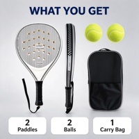 Ensemble de raquettes de paddle-tennis ABS 47 cm en 2 pièces, noyau intérieur en mousse de coton, poignée antidérapante, surface à haute élasticité, écologique, portable