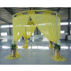 Telón de Fondo Modular Ajustable de Aluminio Plateado con Terciopelo/Gasa para Decoraciones de Bodas y Ferias Comerciales - Product Image 1