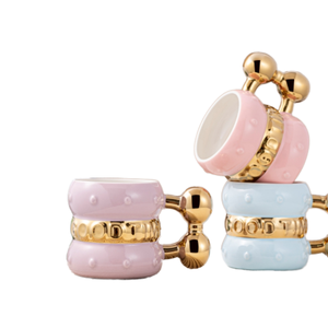 Luxury Wedding Embossed 400ml <b>Ceramics</b> <b>Mug</b> Coffee Cups Good Cup Custom <b>Mugs</b> for Beer LOUERS VODKA with Golden Handle - Product Image 1