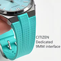 Correa de Reloj Transpirable de Caucho FKM Naranja y Blanco de 9 mm de Fácil Extracción para la Serie Citizen NJ0150 con Hebilla de Pin
