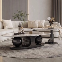 Table basse Pandora en pierre ovale, style moderne italien, luxe léger, pour salon, design minimaliste et créatif