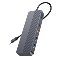 Base de Conexión USB C 12 en 1 con Dos Puertos HDMI 4K 60Hz, Carga PD de 100W, Puertos USB-C/A de 10Gbps, Lector de Tarjetas SD/Micro
