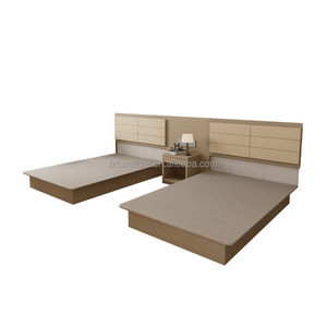 Juego de Cama de Madera con Plataforma para Hotel, Tamaño Queen/King, con Cabecera Tapizada Integrada y Mesitas de Noche, para Dormitorios de Hotel de 3 Estrellas - Product Image 6