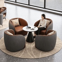 Ensemble de fauteuils en cuir minimalistes pour centre d'exposition, salon de beauté, réception et salle de réunion - Aucun assemblage requis