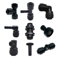 Embout en plastique noir 1/4 avec 1 trou, connecteur rapide pneumatique basse pression pour tuyau de système RO