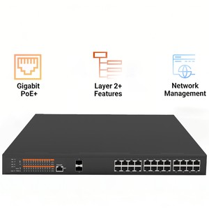 Управляемый коммутатор L2 с 24 портами Gigabit RJ45 PoE, <span class=keywords><strong>2</strong></span> гигабитными SFP-портами для восходящей связи, бюджетом 400 Вт, поддержкой 802.3af/at/bt, QoS, пропускной способностью 56 Гбит/с, управлением через WEB/SNMP - Product Image 3
