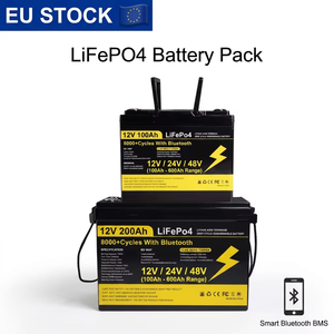EU Stock 12V <b>24V</b> 48V LiFePO4 <b>Battery</b> Pack 100Ah 200Ah 300Ah Deep Cycle Lithium <b>Battery</b> with Smart Bluetooth BMS - Product Image 1