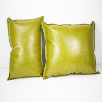 Housse de coussin décorative en similicuir PU effet cire, couleur unie, pour canapé et salon