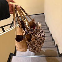 Sac fourre-tout personnalisé OEM en toile imprimé léopard pour femme, grande capacité, style japonais et coréen, décontracté, pour le quotidien, vente en gros d'usine