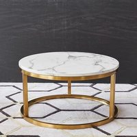Hanyee Table basse ronde moderne convertible en acier inoxydable Meubles de salon avec plateau en marbre pour hall d'hôtel à usage domestique