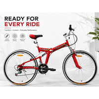 Vélo de montagne pliable pour adultes de 26 pouces avec double suspension, 21 vitesses, fourche en acier, système de freinage double V avec roulement à billes