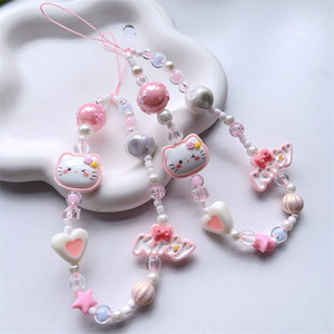 Ciondolo per braccialetto per telefono rosa ciao gattino con perline cordino per telefono portachiavi simpatico custodia per telefono accessorio cordino per ragazze. - Product Image 6
