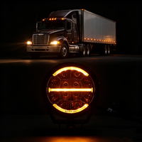 Faro LED da 5 Pollici Certificato ECE E9 R10 con Anello Luminoso Ambra, Lente a Nido d'Ape per Camion e Fuoristrada, Impermeabile IP68