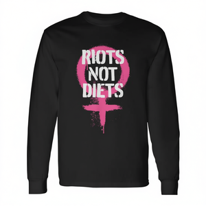 T-shirt a maniche lunghe con grafica punk femminista Riots Not Diets - Product Image 2