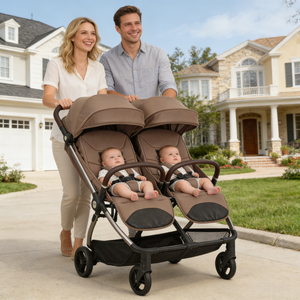 Poussette de luxe pliable automatiquement pour jumeaux, avec <span class=keywords><strong>nacelle</strong></span> de transport pour nouveau-nés et tout-petits, idéale pour les voyages - Product Image 1