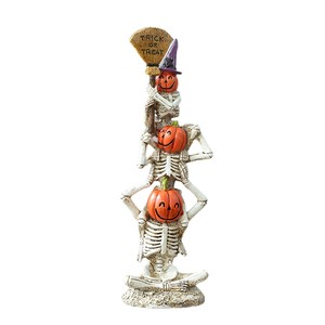 Festive Smiling Resin Pumpkin Stack Hand Painted Lifelike Halloween Tabletop Outdoor Decor - Product Image 3