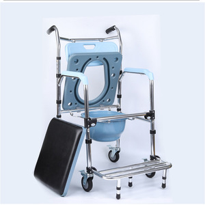 Elderly <b>Commode</b> Chair With Wheels Foldable <b>Portable</b> Shower Chair For Seniors Home Use 350Lbs Capacity - Product Image 3