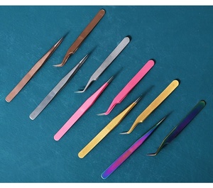 Thép không gỉ nhíp lông mày thẳng cong Nail Clip cho lông mi mở rộng Rhinestone picker công cụ làm móng tay nhíp - Product Image 6