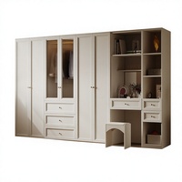 Meubles de chambre à coucher modernes sur mesure, armoire en bois de style shaker blanc à 6 portes, ensemble de garde-robe avec coiffeuse