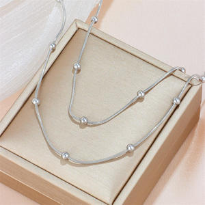 Chaîne à billes et chaîne serpent polies, double couche, en acier inoxydable, bijoux pour femmes - Product Image 5