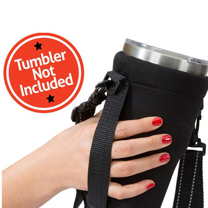 Soporte para vaso con correa de mano, 30oz Tazas de café de acero inoxidable, aislamiento de viaje, manga negra de Neopreno - Product Image 3