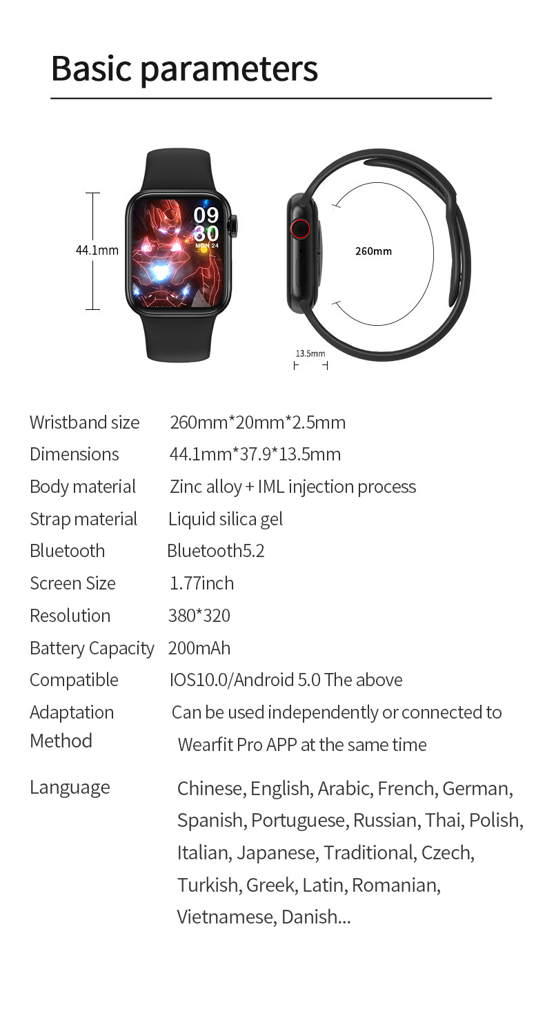 Hot M26 Plus Wearfit Pro Smartwatch Bt Calling Wireless Charging Reloj Inteligente M26plus Pro Smart Watch Series 6 7